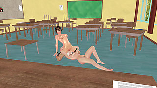 Animated 3D Lesbian Porn - Facesitting Pussy Licking Multiple Orgasms in Classroom