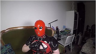 Trailer Heavy Rubber Mask, Solo Pleasure By Miss Maskerade In Latex Corset Gagged Playing With Dildo