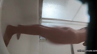 filming my nerdy stepsister in the douche