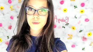 Cute curly brunette solo webcam masturbation