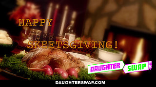 Cute Asian teen fucks her best friends Stepdad on thanksgiving