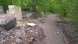 Tiny Russian brunette does not mind cucking her man in public