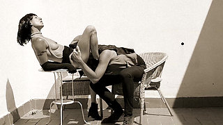 The Naughty Newspaper Chase. Black and White Hot Funny Sex Video