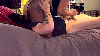 69 in Pantyhose and Secretary Swallowing