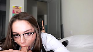 Mature brunette amateur giving a great POV blowjob