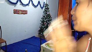 Old Man Has Sex With His Beautiful, Busty Maid In The Bathroom For Christmas