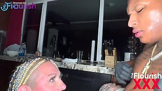 Big Ass MILF Livie Blainn Gets BBC Face Fuck From Bossman Dre In Kitchen At Night