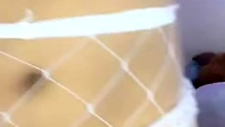 Raspberry Masturbates In Fishnet With Dildo In The Ass