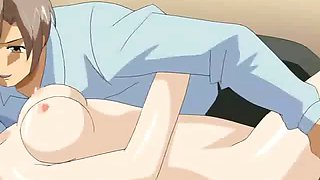 Big meloned hentai cutie fucking a giant schlong at the