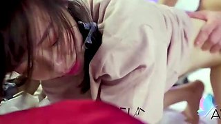 Sexy young asian dark-haired sucks