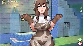 Steve gets down with a Minecraft cow babe in some steamy HornyCraft gameplay