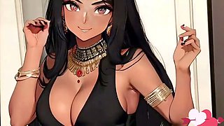 Sexy Indian housewife with massive boobs in traditional Saree anime adventure