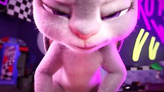 Funny Fem-bunny Judy Hopps Jumps Wildly On a Big Cock - 3D Animation