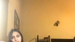 Greedy Latina masturbates when her parents leave her home