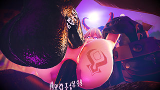 Yae Miko fucks two monsters, Two dicks in anal at once!