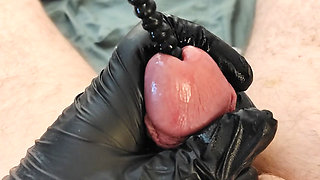 Drilling my peehole with ribbed black silicone