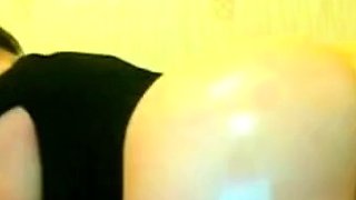 Russian Amateur Rides Dildo Doggy-Style on Webcam