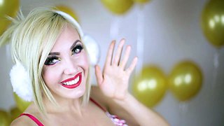 Sexy blonde milf goes solo with a red dildo
