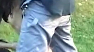 Mature Brunette Devours Cock in Wild Outdoor Group Bang