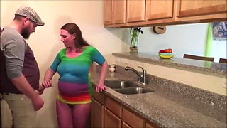 CFNM, quick sex in the kitchen