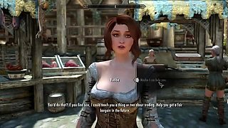 Elf girl gets stretched by the giants (Skyrim)