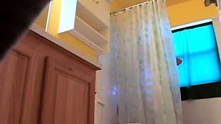 Stepdaughter 21 shaves pussy in shower (voyeur)