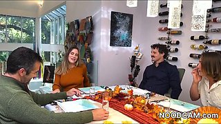 Hentai Stepmom Quinn Sucks Three Cocks in Family Dinner Threesome