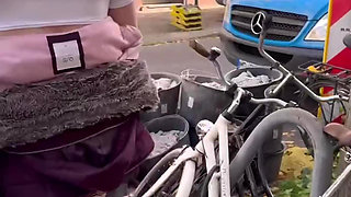 Public Walk in School Uniform and Flashing