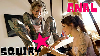 Goth Girl Anal Stretching with Big Toy - Skinny Teen Gets Her Tattooed Asshole Fucked Hard