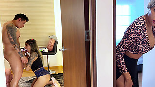 Stunning Latina MILF! The mother-in-law gets excited and masturbates while listening to moans in the other room!