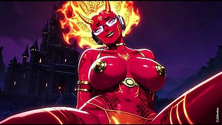 Fire element demon sexy pose Ai animation