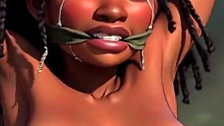 Ebony African Woman in Bondage - Hairy Pussy Desperate & Weeping