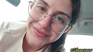 Car POV Blowjow Cum in Throat Rainy Day