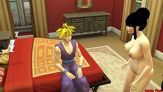 Stepmom Milk Catches Stepson Gohan Jerking Off - Big Tits Wife Fucks in Front of Hubby