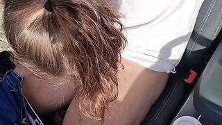 Stepsister sucks stepdad in the car and then stepdad fucks me on the hood