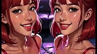 Cute Lesbians Tongue and Kiss Fetish, Ai Animation