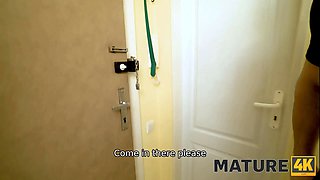 Mature4k. lady over fifty in stockings takes cheque in shape of cock