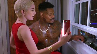 Blonde Skye Blue craves dark stud Jason in steamy interracial encounter