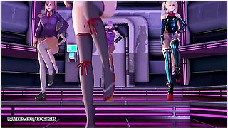 [mmd] Pinkcat - Doa Hot Striptease Kasumi Marie Rose Nyotengu Honoka Ayane 4k 60fps