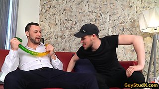Gay stud enjoys fucking BFF gay in ass after blowing dick