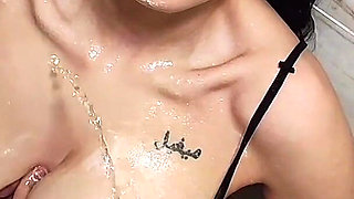 Humiliation Whipped Cream Removed From My Tits with His Piss