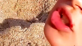Men fuck sexy blonde teen Nicole Pearl on beach