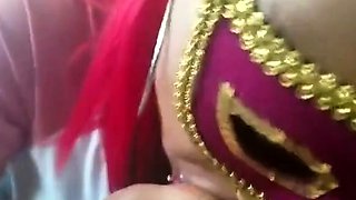 Masked Ebony Amateur Gives Blowjob and Swallows