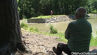 Grandpa Mireck Outdoor Blowjob from Blonde Teen Lily Pink - Old Man Young Girl Sex