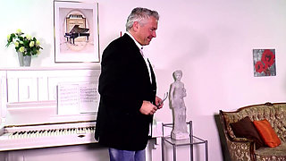 A piano lesson with a hot surprise!