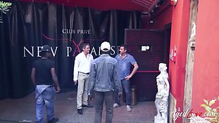 One Busty Mature Lady Gets Three Cocks in Ough Group Sex