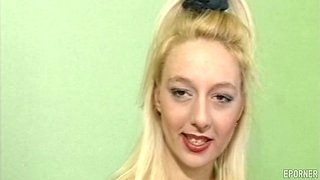 Blonde cashier's daring passion unfolds in a vintage intimate encounter