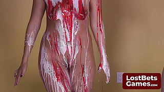 A Tantalizing Strip Facial Game Where Girls Take Turns with a Knob