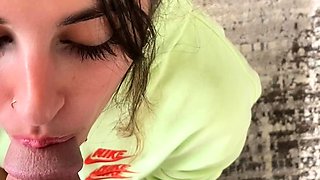ShesNew Amateur brunette girlfriend POV blowjob handjob