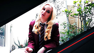 Hot British Schoolgirl Sucks Anonymous Cock At The Milking Table
